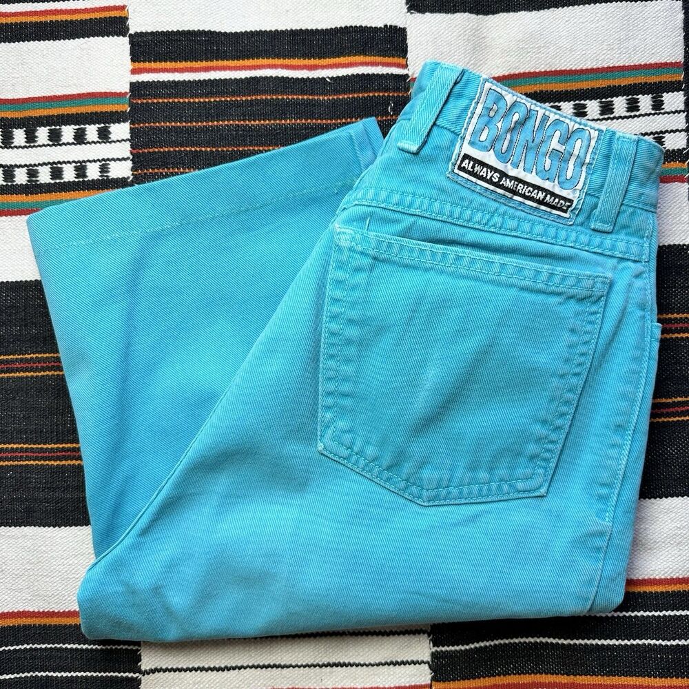 Vintage 80’s/90’s Bongo Turquoise Jean Shorts. Size 9. Made in USA. Festival.